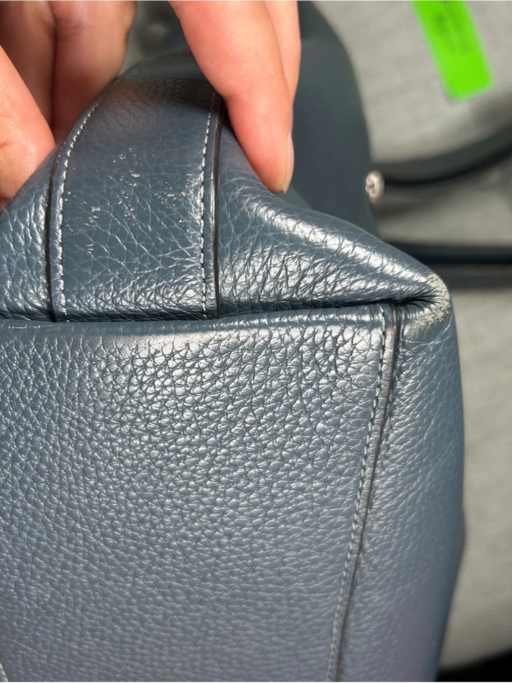 Coach Val Duffle C2818 Denim Blue Pebbled Leather Shoulder Bag